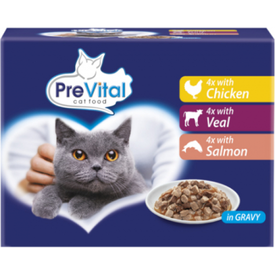 PreVital kapsička pre mačky 12x100g kur-tela-losos