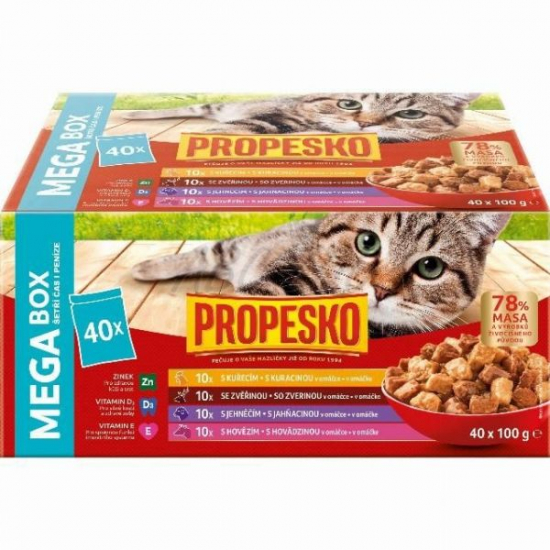 Propesko kapsičky pre mačky 40x100g kura, hoväd, zver, jahňa