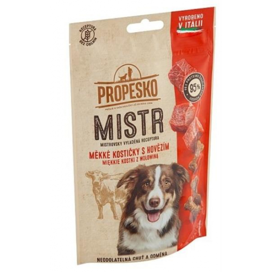 Propesko Mistr Snak pre psov hovädzie kostičky 90g