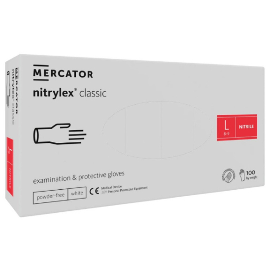 Mercator Nitrilové rukavice classic L 100ks biele