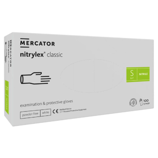 Mercator Nitrilové rukavice classic S 100ks biele