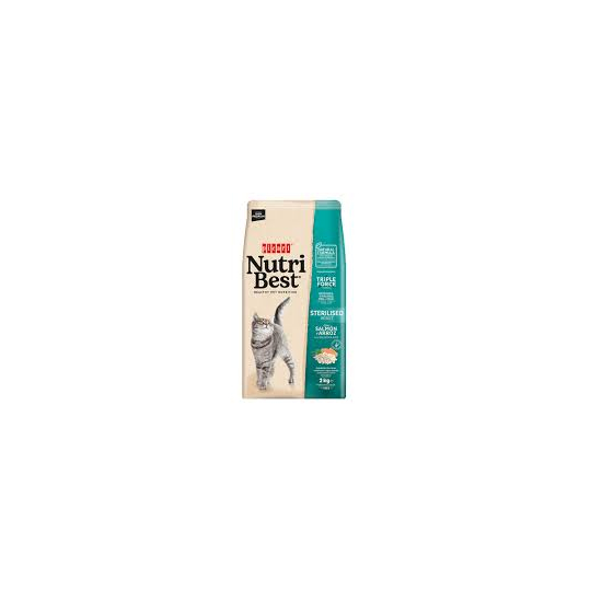 NUTRI BEST krmivo pre steril.mačky Losos-Ryža 2kg