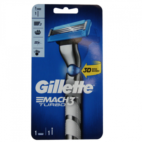Gillette strojček+náhrada Mach3 Turbo 3D