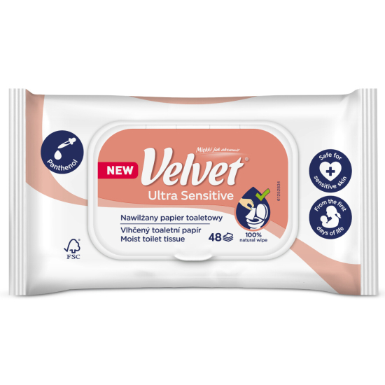 Velvet Vlhčený toaletný papier Ultra 48ks Sensitive