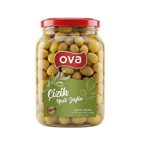 OVA Zelené olivy s kôstkou v slanom náleve  680g