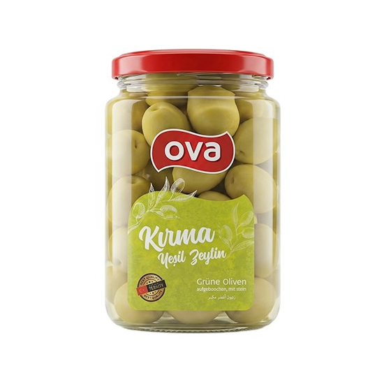 OVA Zelené olivy s kôstkou v slanom náleve narezané 680g