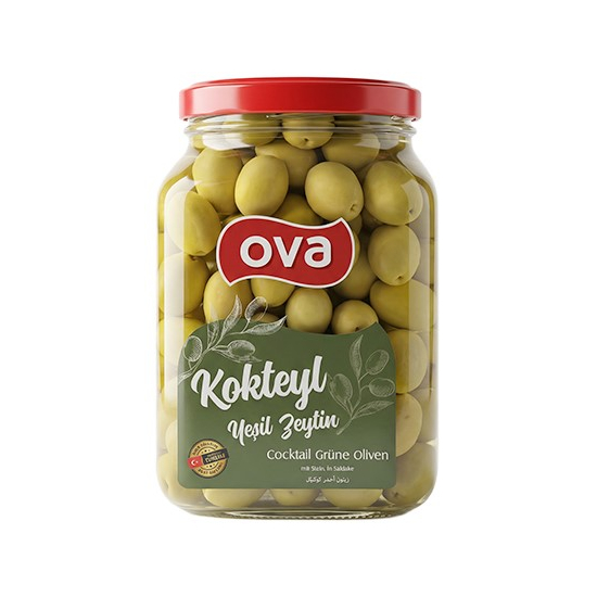 OVA Zelené olivy s kôstkou v slanom náleve Kokteyl 680g
