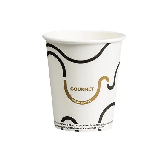 HP Biely jednostenný papierový pohár Gourmet 250ml/50ks