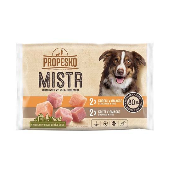 Propesko Mistr kapsičky pre psov kura+morka 4x85g